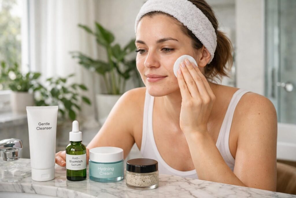 découvrez une routine skincare efficace pour réduire boutons et points noirs, et obtenir une peau nette et éclatante en combattant les imperfections au quotidien.